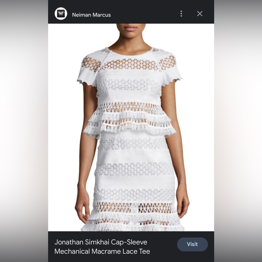 Jonathan Simkhai Mechanical Macrame Lace Fringe T… - image 4